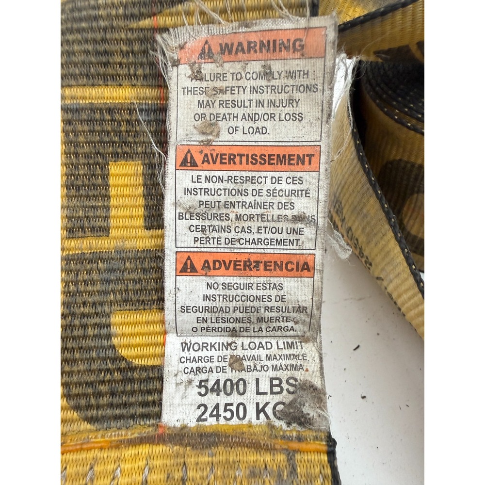 Kinedyne 4" Winch Strap Flat Hook Heavy Duty Cargo Tie Down 5400 lbs WLL Yellow - Picture 7 of 13